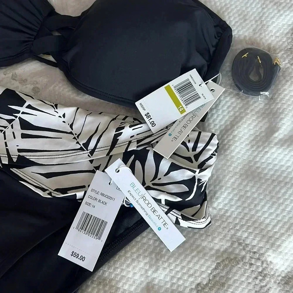 Bleu Rod Beattie Basket Case Shirred Molded Bandeau Swim Top and Bottom Size 14 - Picture 12 of 12